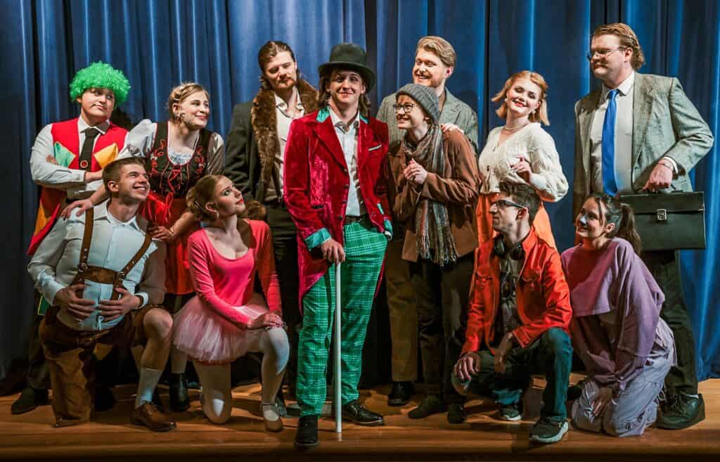 The cast of MVNU’s production of Roald Dahl’s Charlie and the Chocolate Factory pose for a picture recently. MVNU Theatre will put on four presentations March 27-30. (Photo courtesy of MVNU Theatre)