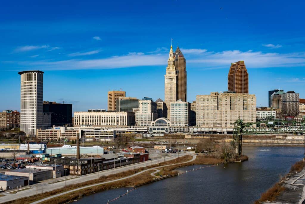 high-angle photography of cleveland city high rise buildings