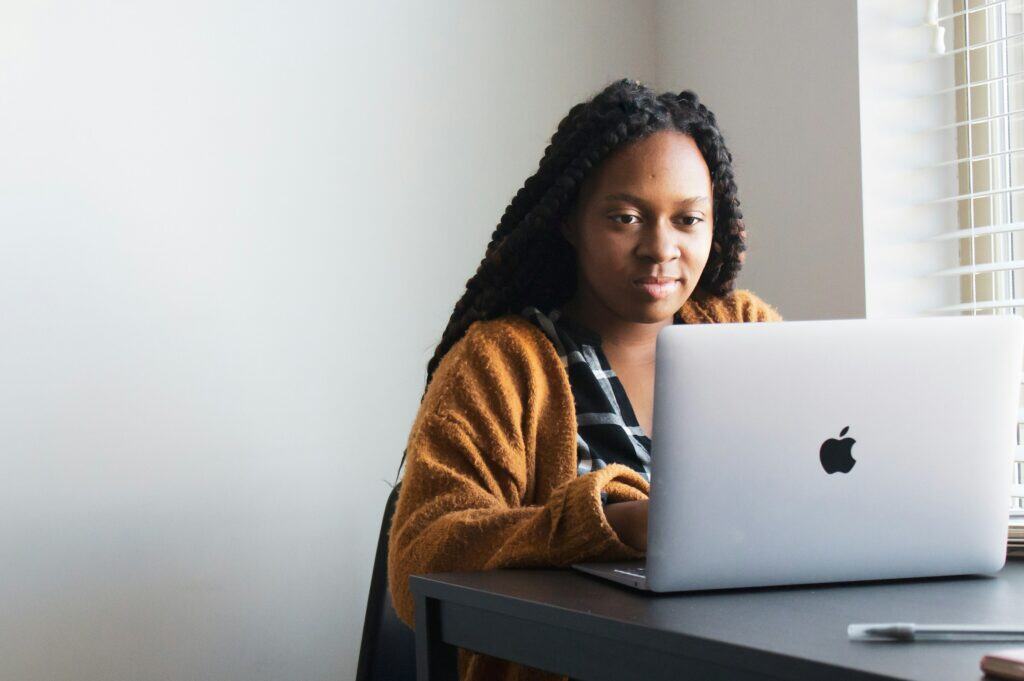 Woman at a laptop