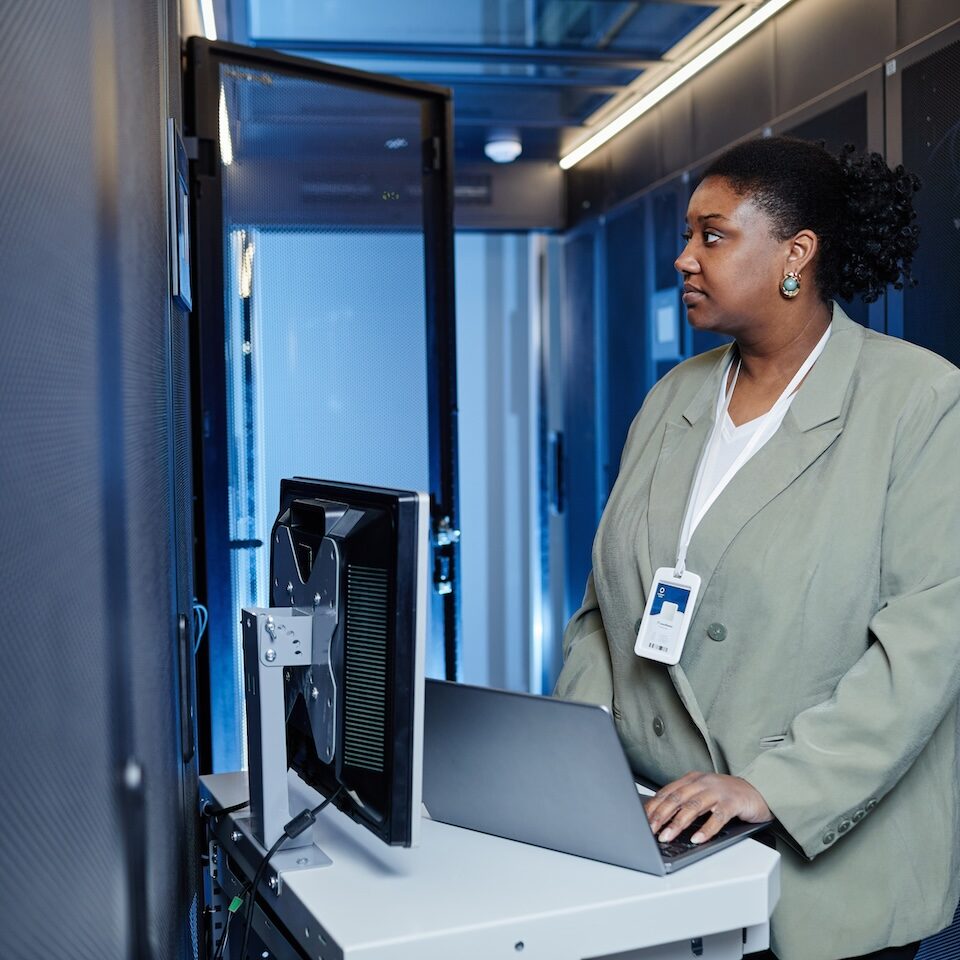 Woman in a data center