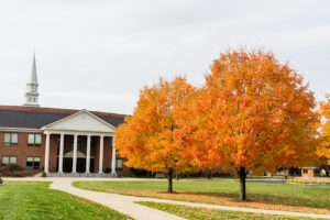 R.R. Hodges Chapel & Fine Arts Building in Fall