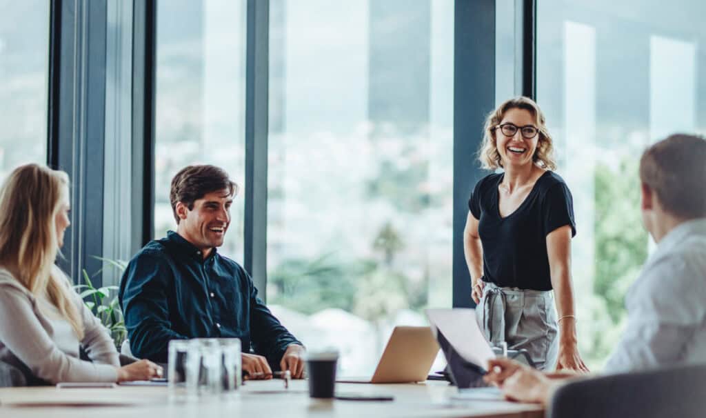 Professionals collaborating in a meeting, representing how MVNU Online business programs prepare students for leadership and teamwork across industries.