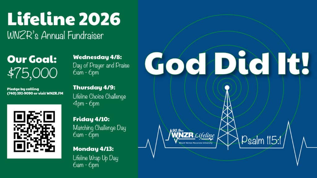 Lifeline 2026 fundraiser event poster with radio tower and heartbeat line.