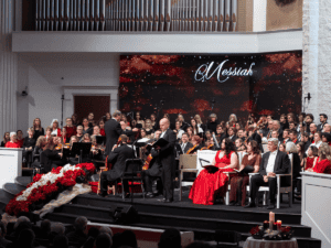 Chorus and orchestra perform Handel's Messiah at MVNU concert hall.