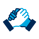 Two hands shaking, symbolizing partnership and collaboration.