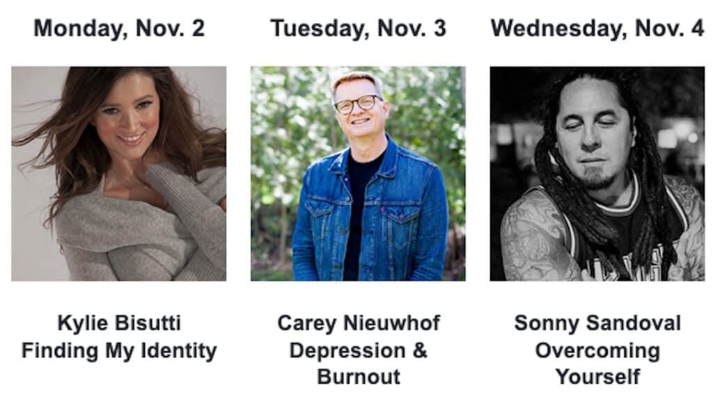 Group of three speakers for Tragedy Into Triumph series at MVNU.
