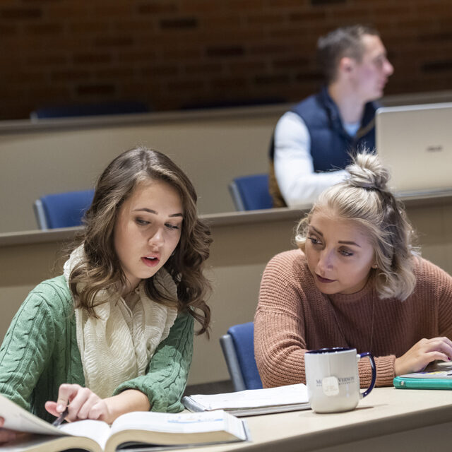 MVNU undergraduate accounting students studying together on campus in Ohio