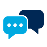 Two speech bubbles representing communication and conversation.
